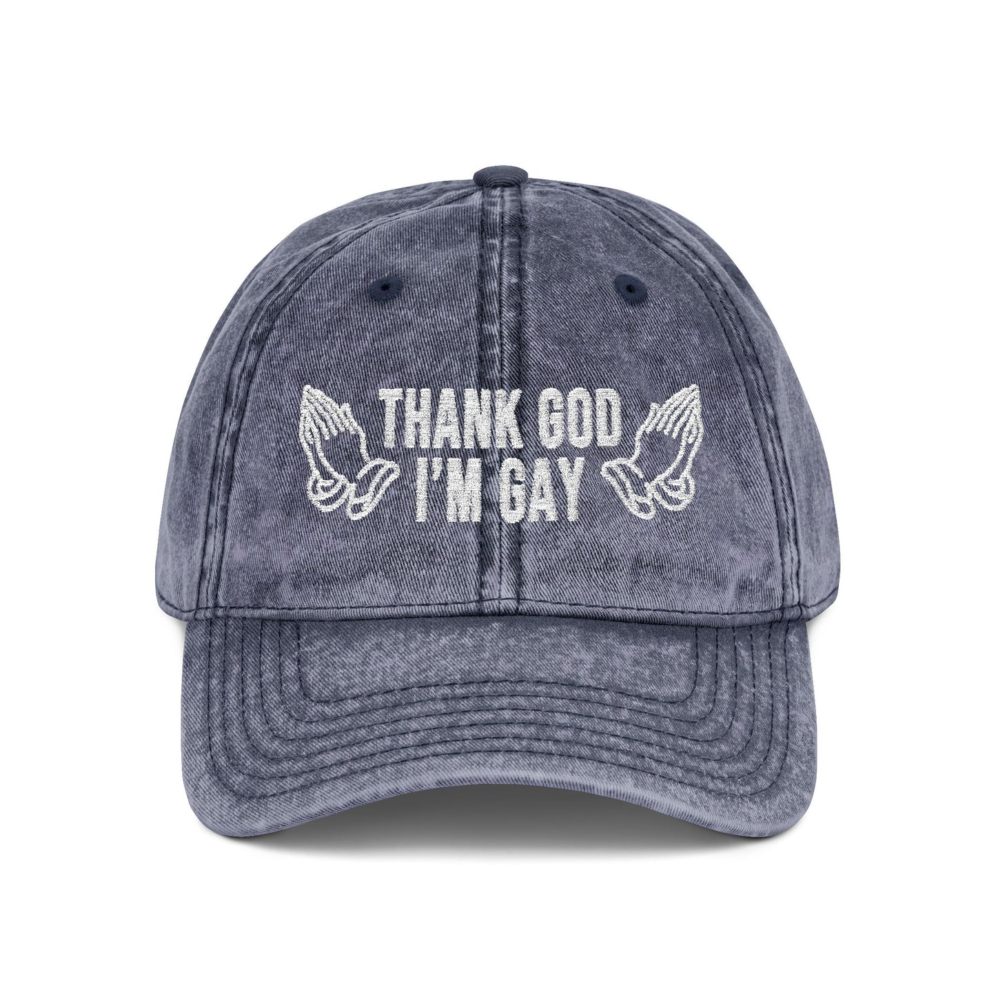 Vintage Embroidered “Thank God I’m Gay” – Cap