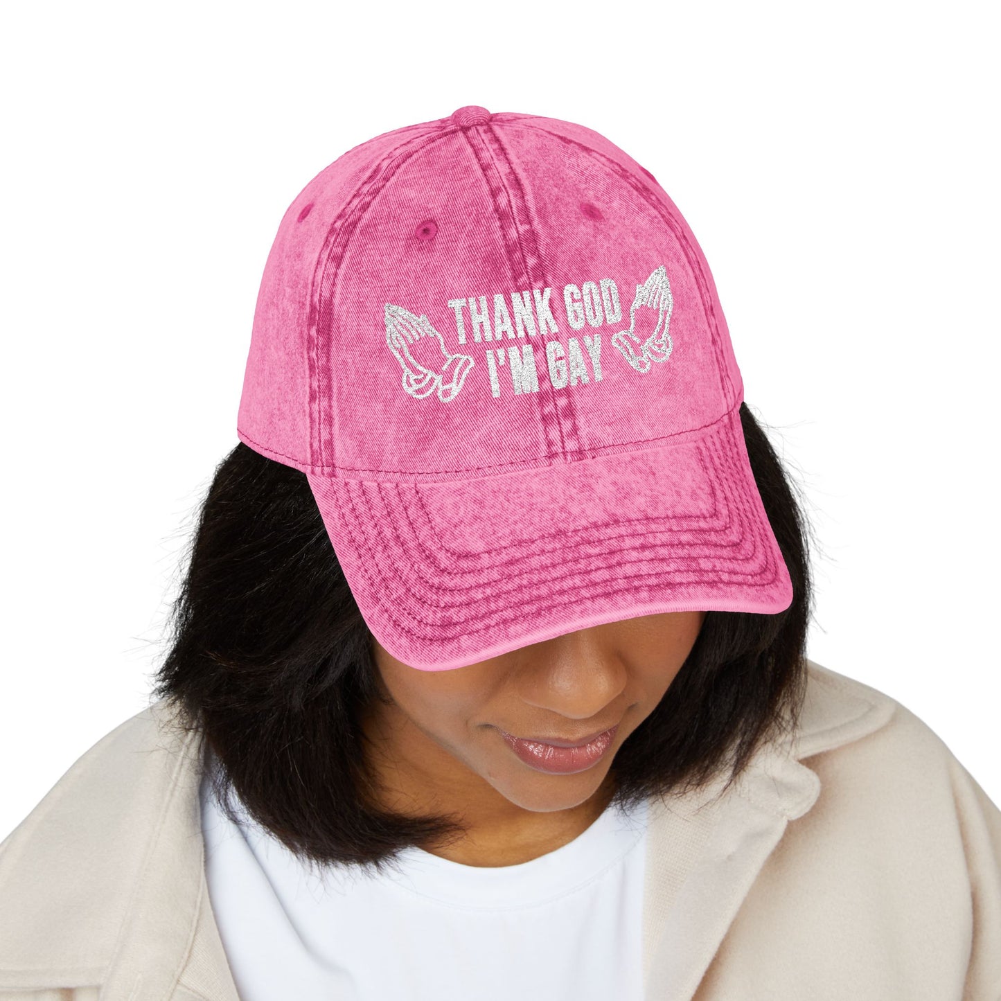 Vintage Embroidered “Thank God I’m Gay” – Cap
