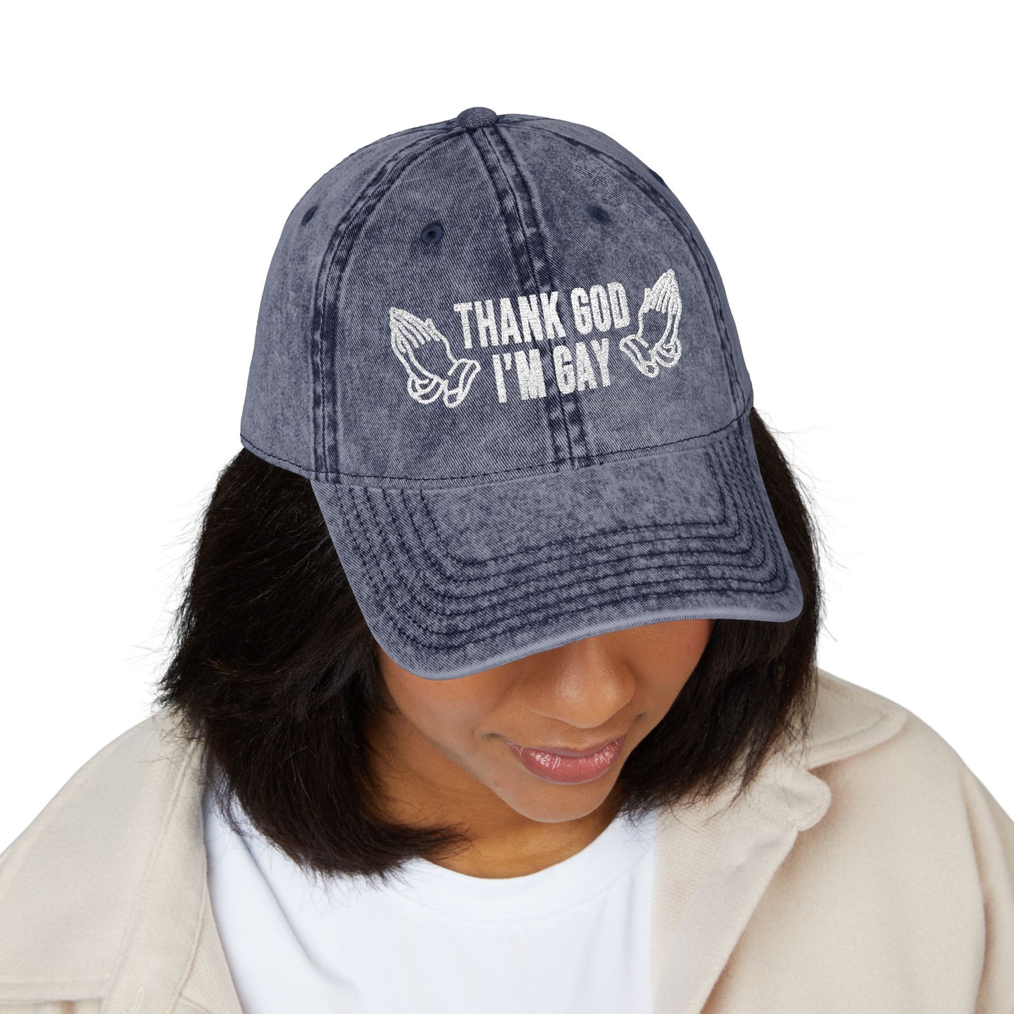 Vintage Embroidered “Thank God I’m Gay” – Cap