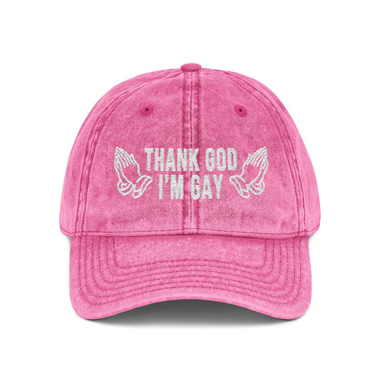 Thank God I’m Gay – Embroidered Retro Cap