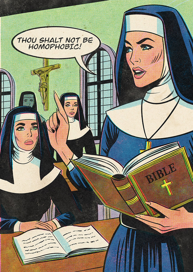Thou Shalt No Be Homophobic Art Print